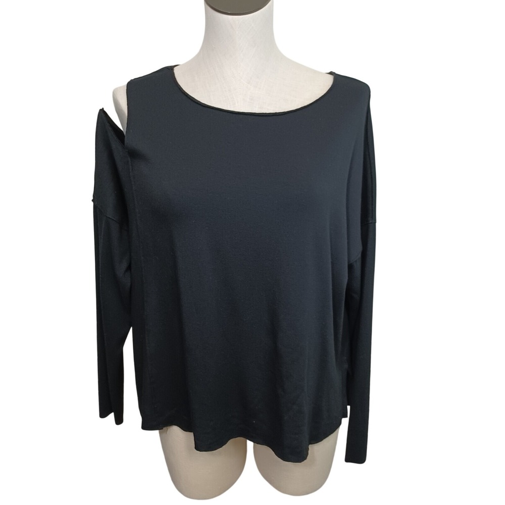 Bailey 44 Black Cold Shoulder Long Sleeve‎ Top Modal Blend Size Medium 408-C407